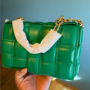 Green Woven Cassette Handbag